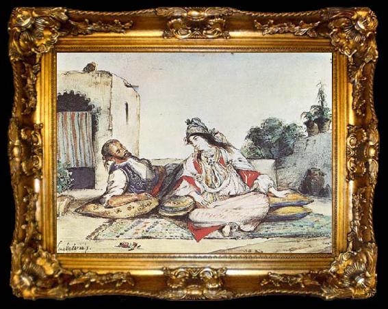 framed  Eugene Delacroix Conversation mauresque (mk32), ta009-2